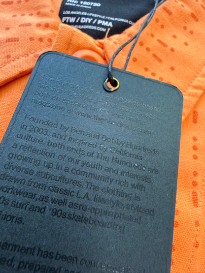 The Hundreds BDU Woven Camp Shirt Orange Mens XL NWT Morse Code Print