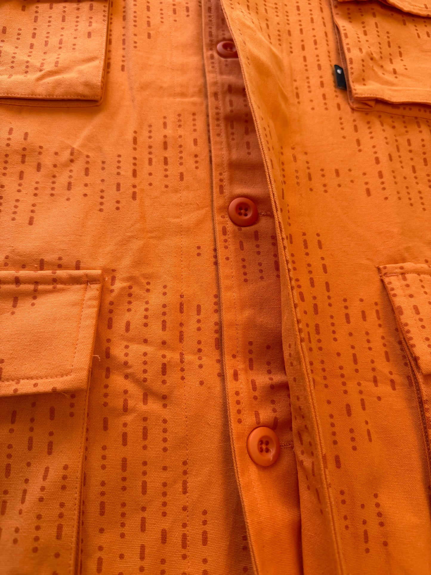 The Hundreds BDU Woven Camp Shirt Orange Mens XL NWT Morse Code Print