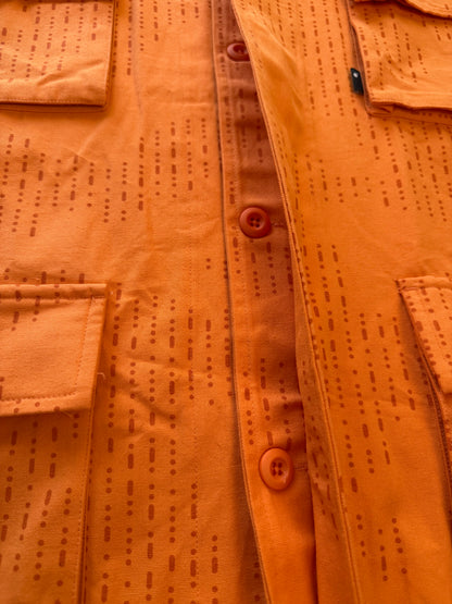 The Hundreds BDU Woven Camp Shirt Orange Mens XL NWT Morse Code Print