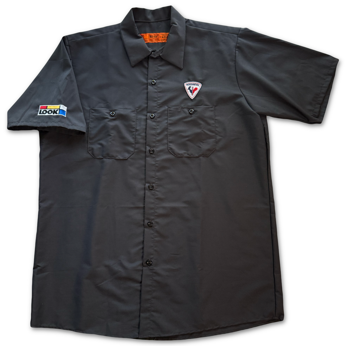 Red Kap Work Shirt Rossignol LOOK Ski Patches Brand New Large Short Sleeve