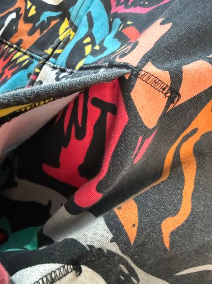 Volcom Big Monster Basic Zip Hoodie All Over Print Sherpa Lined XXL Skate Y2K