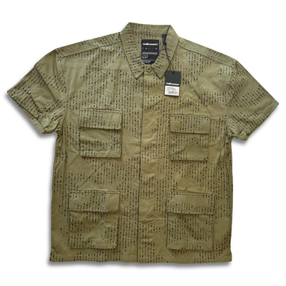 The Hundreds BDU Woven Camp Shirt Military Green Mens XL NWT Morse Code
