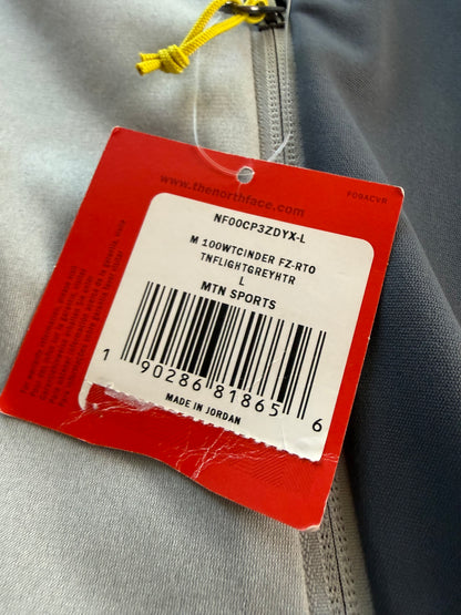 The North Face 100 Weight Cinder Full Zip Fleece Jacket Mens L Light Grey NWT