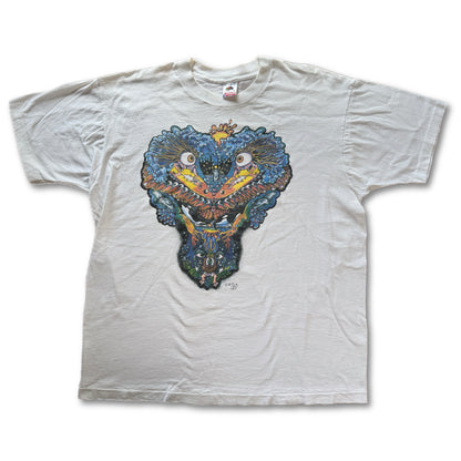 Vintage Psychedelic Jester Surf Eye Graphic Tee Fruit of the Loom XL White Single Stitch
