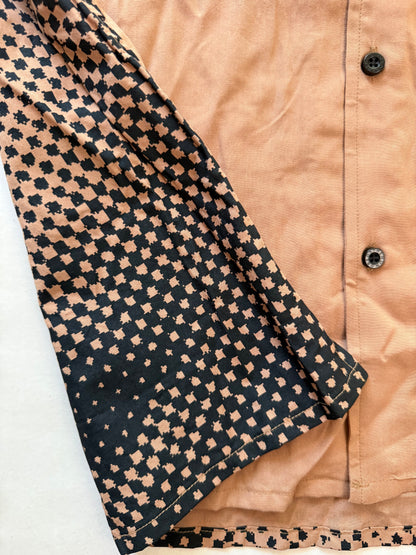 The Hundreds Face Woven Camp Shirt Brass Brown Mens XL NWT Paneled Back
