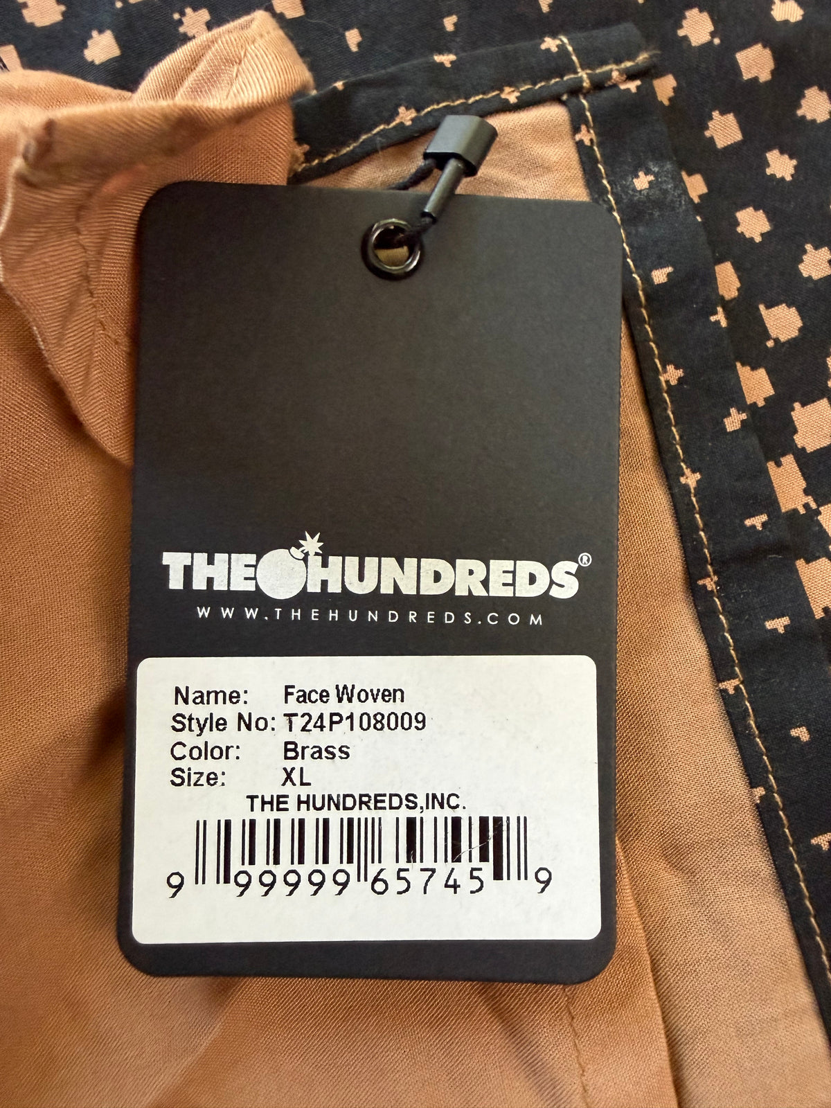 The Hundreds Face Woven Camp Shirt Brass Brown Mens XL NWT Paneled Back
