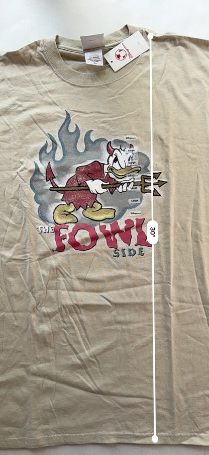 Disney Store The Fowl Side Donald Duck Devil Tee Mens L Tan Y2K NWT Rare