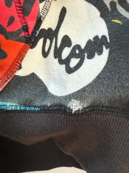 Volcom Big Monster Basic Zip Hoodie All Over Print Sherpa Lined XXL Skate Y2K