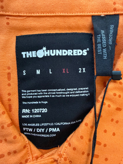 The Hundreds BDU Woven Camp Shirt Orange Mens XL NWT Morse Code Print