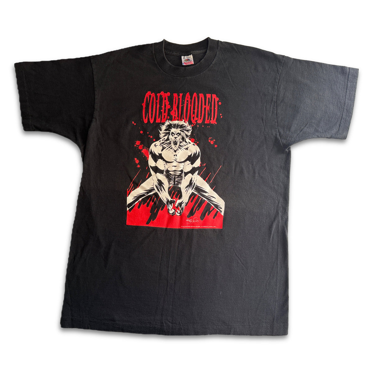 Vintage 1994 Cold Blooded Werewolf Graphic Tee Fruit of the Loom XL Black