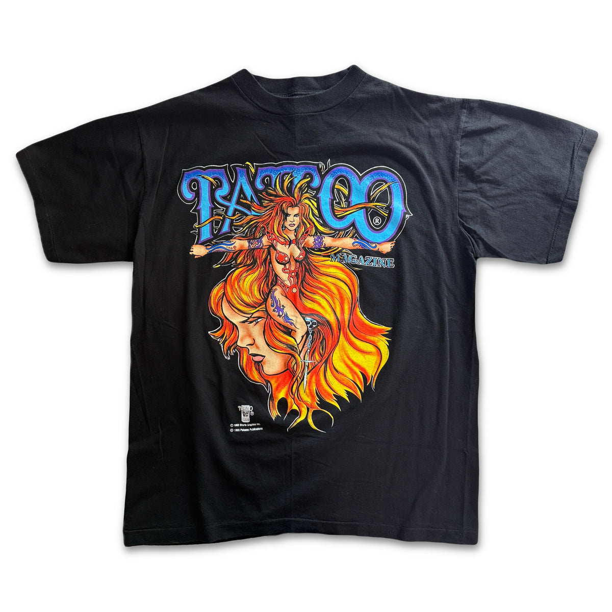 Vintage 1993 Tattoo Magazine Paisano Graphic Tee Horizon T XL Black