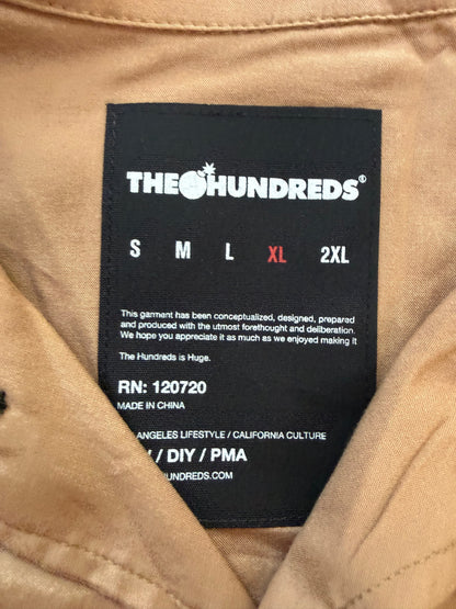 The Hundreds Face Woven Camp Shirt Brass Brown Mens XL NWT Paneled Back