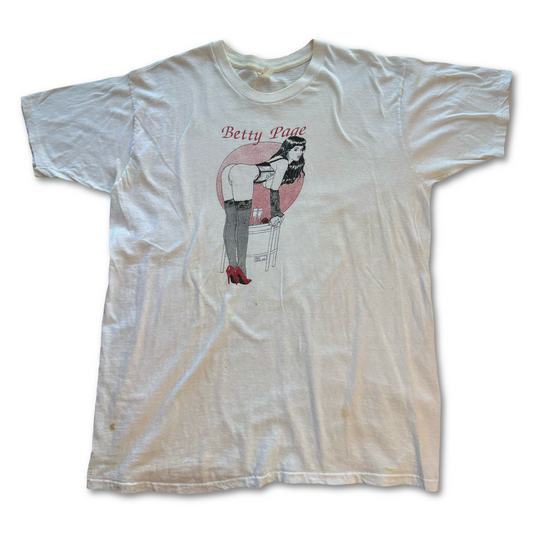 Vintage Betty Page Pinup Single Stitch Tee Made USA Size L Pin-Up