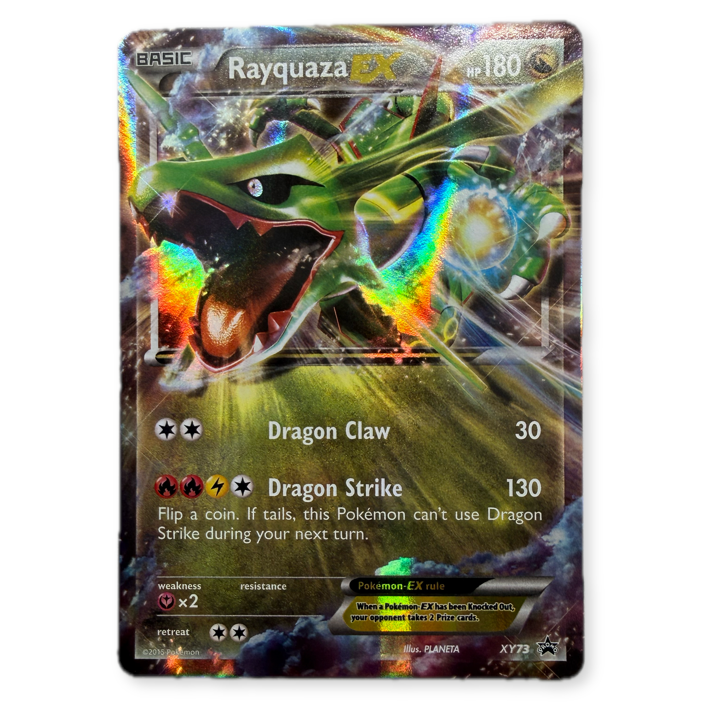 Pokemon Rayquaza EX XY73 Black Star Promo Rainbow Foil Card