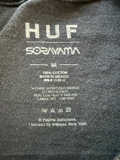 HUF x Hajime Sorayama Robot Ride Tee Black Mens M Chrome Gynoid Bicycle