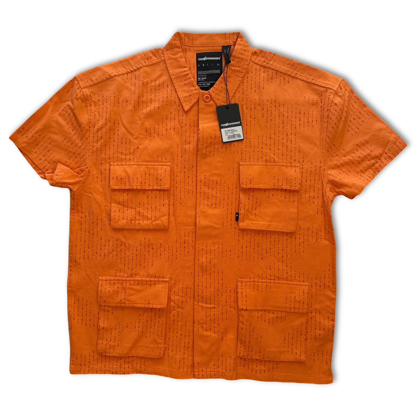 The Hundreds BDU Woven Camp Shirt Orange Mens XL NWT Morse Code Print
