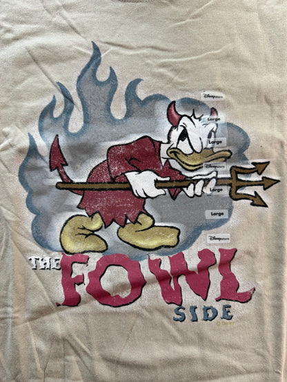 Disney Store The Fowl Side Donald Duck Devil Tee Mens L Tan Y2K NWT Rare