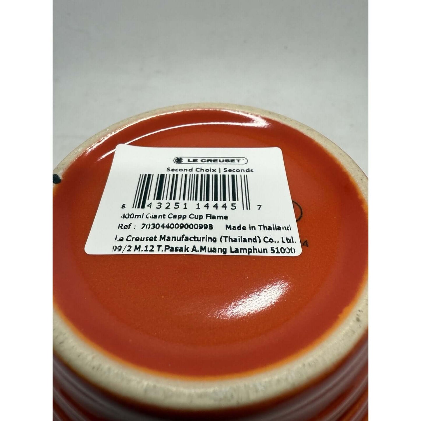 Le Creuset Giant Cappuccino Flame Orange Ombre Mug Cup Second Choix 400 ml New