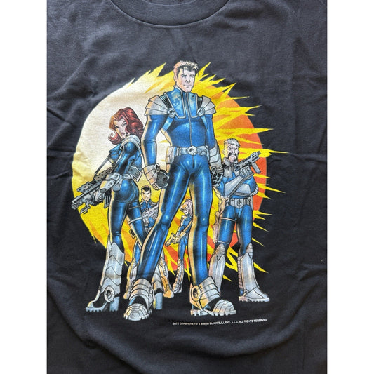 2000 Gate Crashers Superhero Promo T-Shirt XL Black Graphitti Comic Book Tee Top