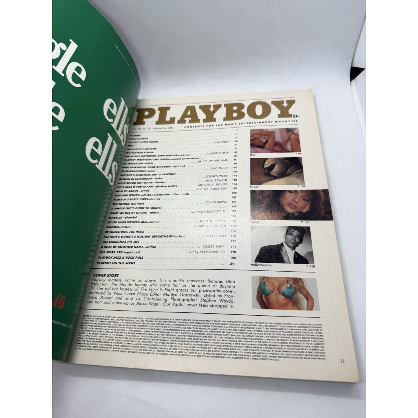 Playboy Magazine December 1991 Dian Parkinson Gala Christmas Issue Carl Sagan