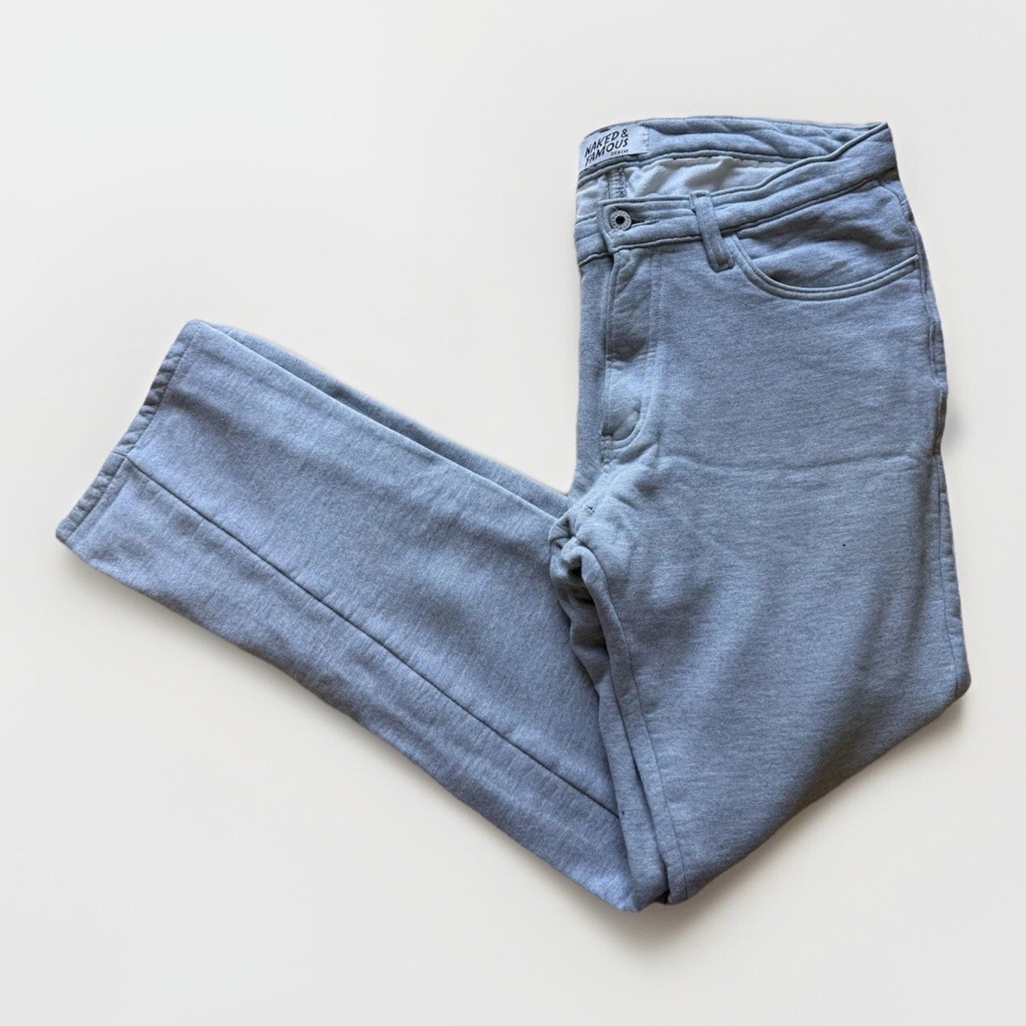Naked & Famous Sweat Jeans Gray Fleece Joggers Men’s 33x36 Denim Look
