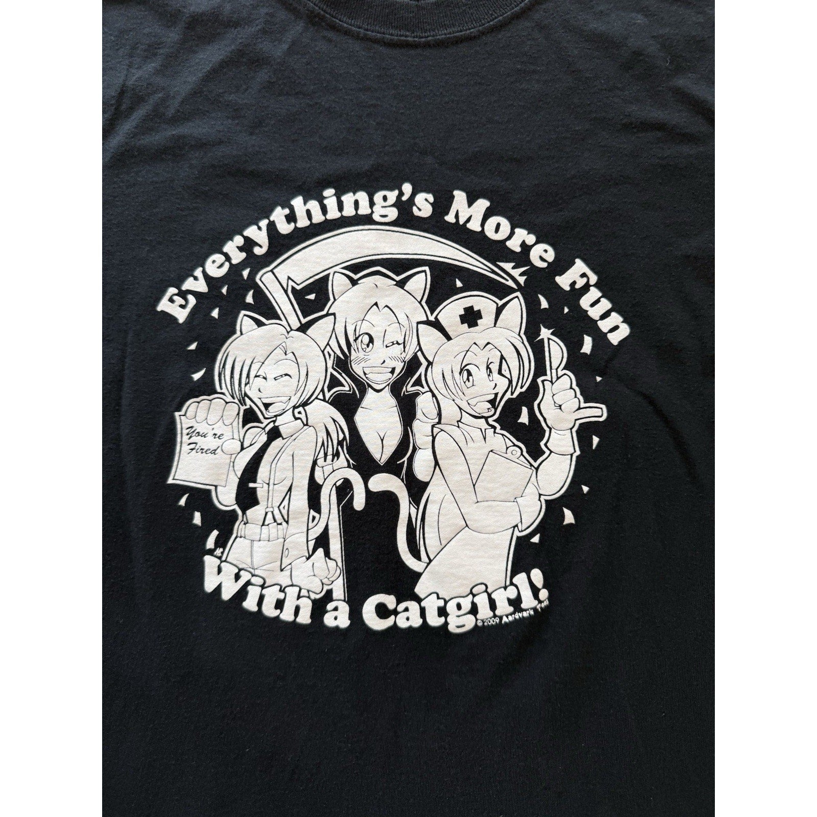 Aardvark Tees 2009 Everything’s More Fun With a Catgirl T-Shirt Size Medium - thriftgoblin