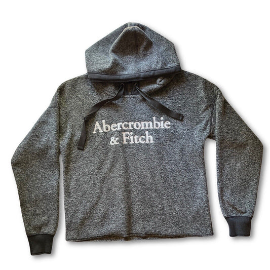 Abercrombie & Fitch Sweater Womens Small Gray Fleece Hoodie Pullover Sweatshirt - thriftgoblin