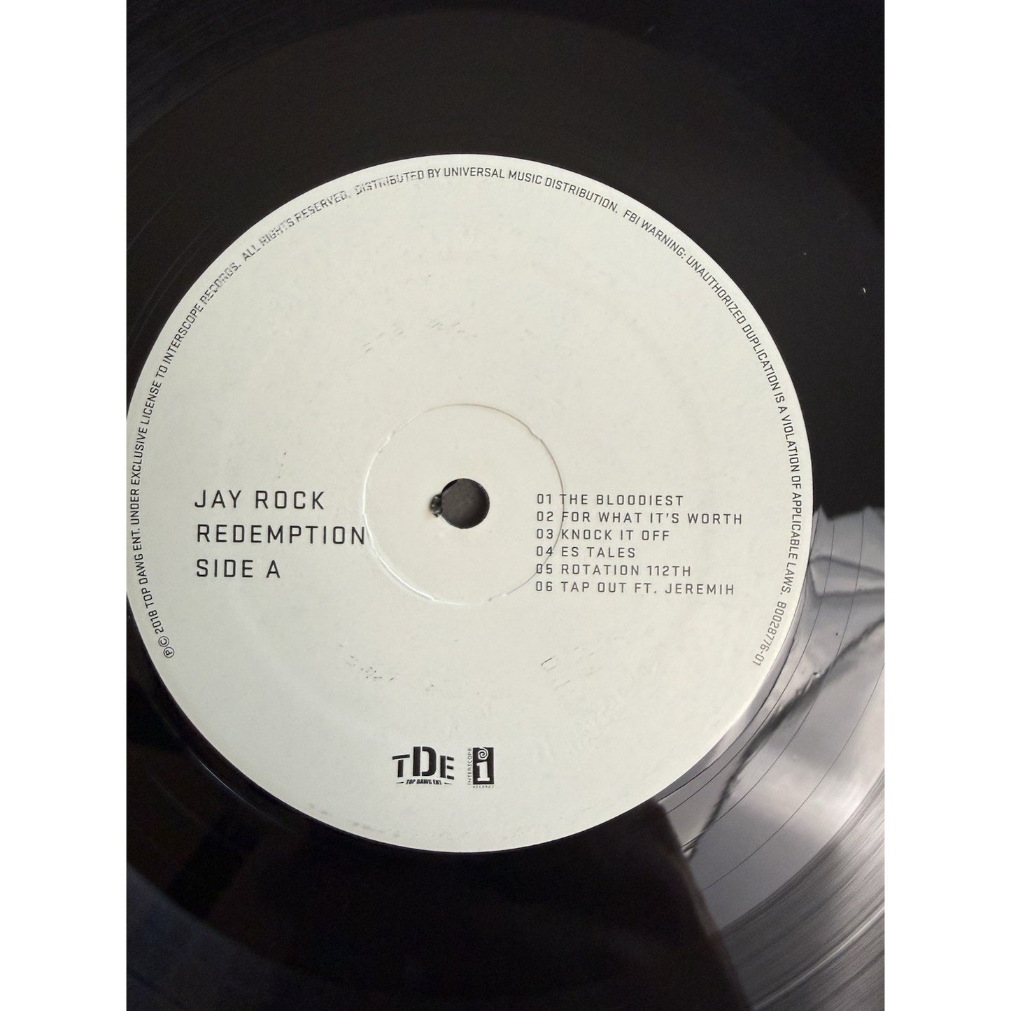 Jay Rock Redemption Vinyl LP Signed Autograph TDE Interscope Hip Hop 2018 Kdot