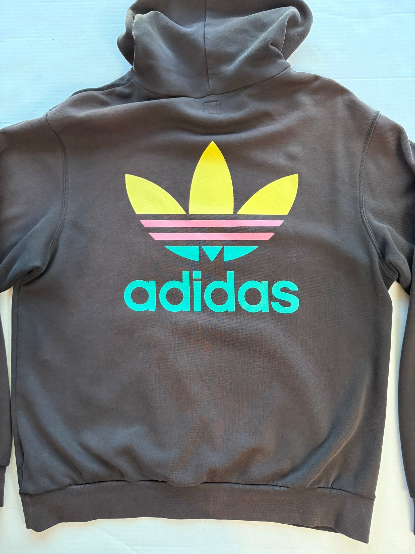 Adidas Originals Trefoil Hoodie Brown Multicolor Rare Colorway Vintage Size L - thriftgoblinTops