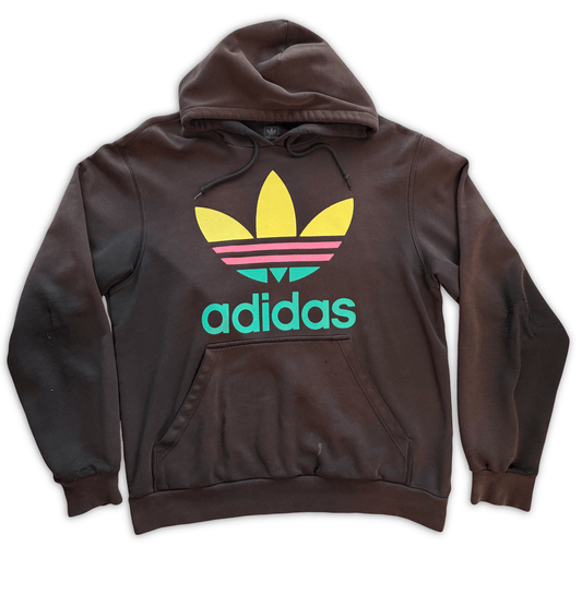 Adidas Originals Trefoil Hoodie Brown Multicolor Rare Colorway Vintage Size L - thriftgoblinTops