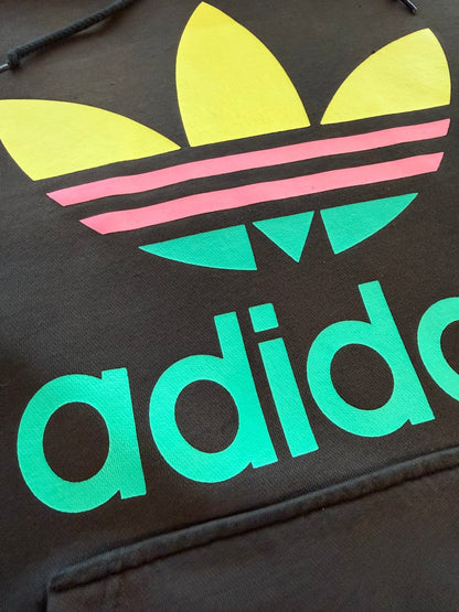 Adidas Originals Trefoil Hoodie Brown Multicolor Rare Colorway Vintage Size L - thriftgoblinTops