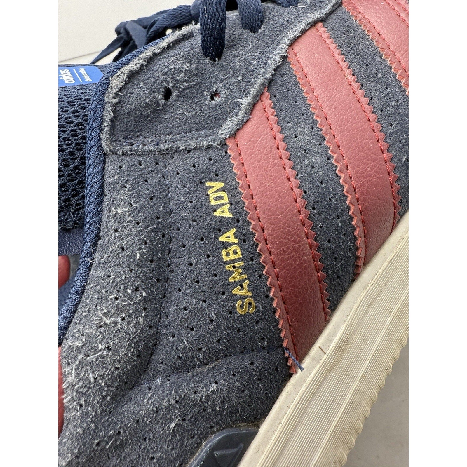 Adidas Samba ADV Navy Red Suede Skateboarding Shoes Mens 11.5 CQ1134 Skate Sneak - thriftgoblin