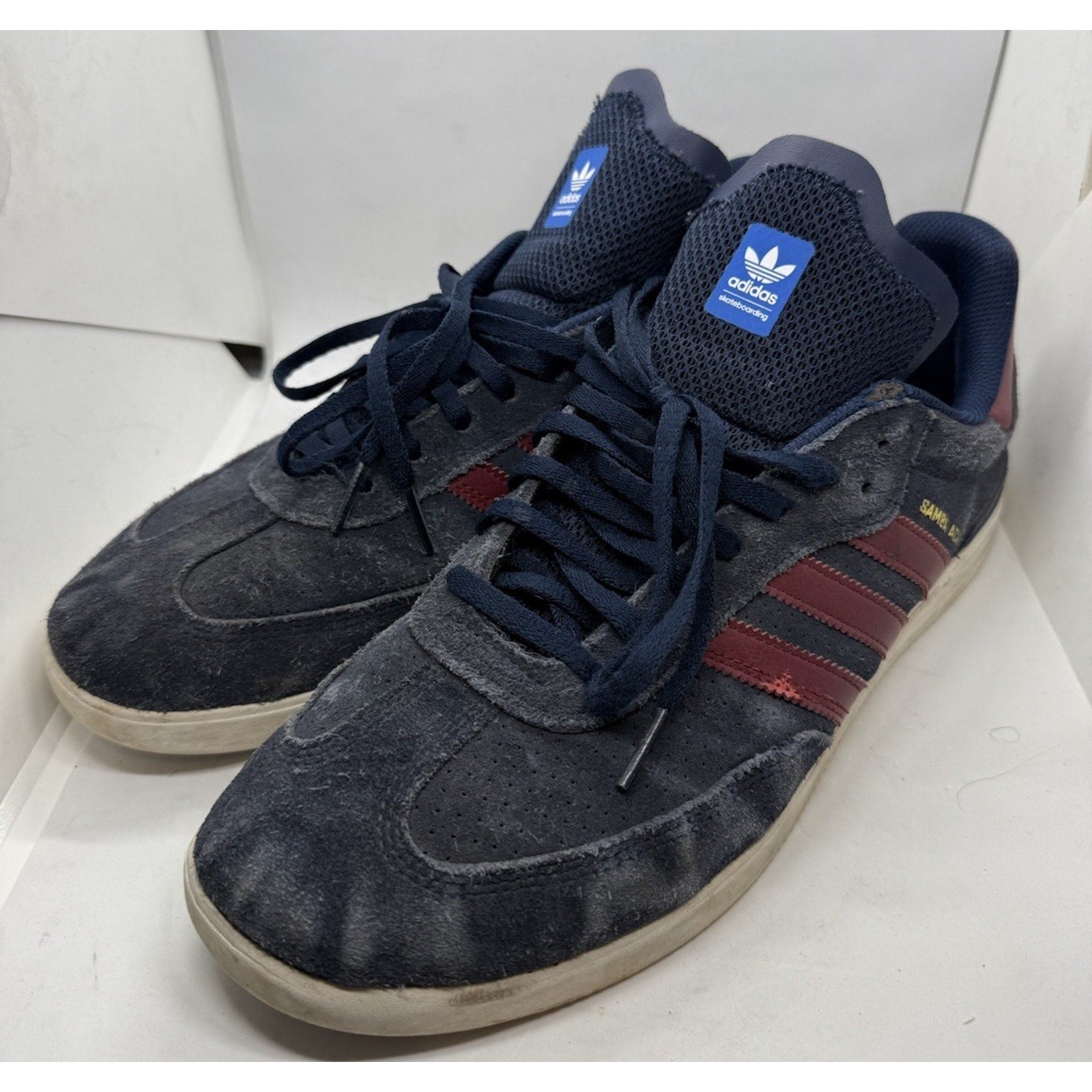 Adidas Samba ADV Navy Red Suede Skateboarding Shoes Mens 11.5 CQ1134 Skate Sneak - thriftgoblin