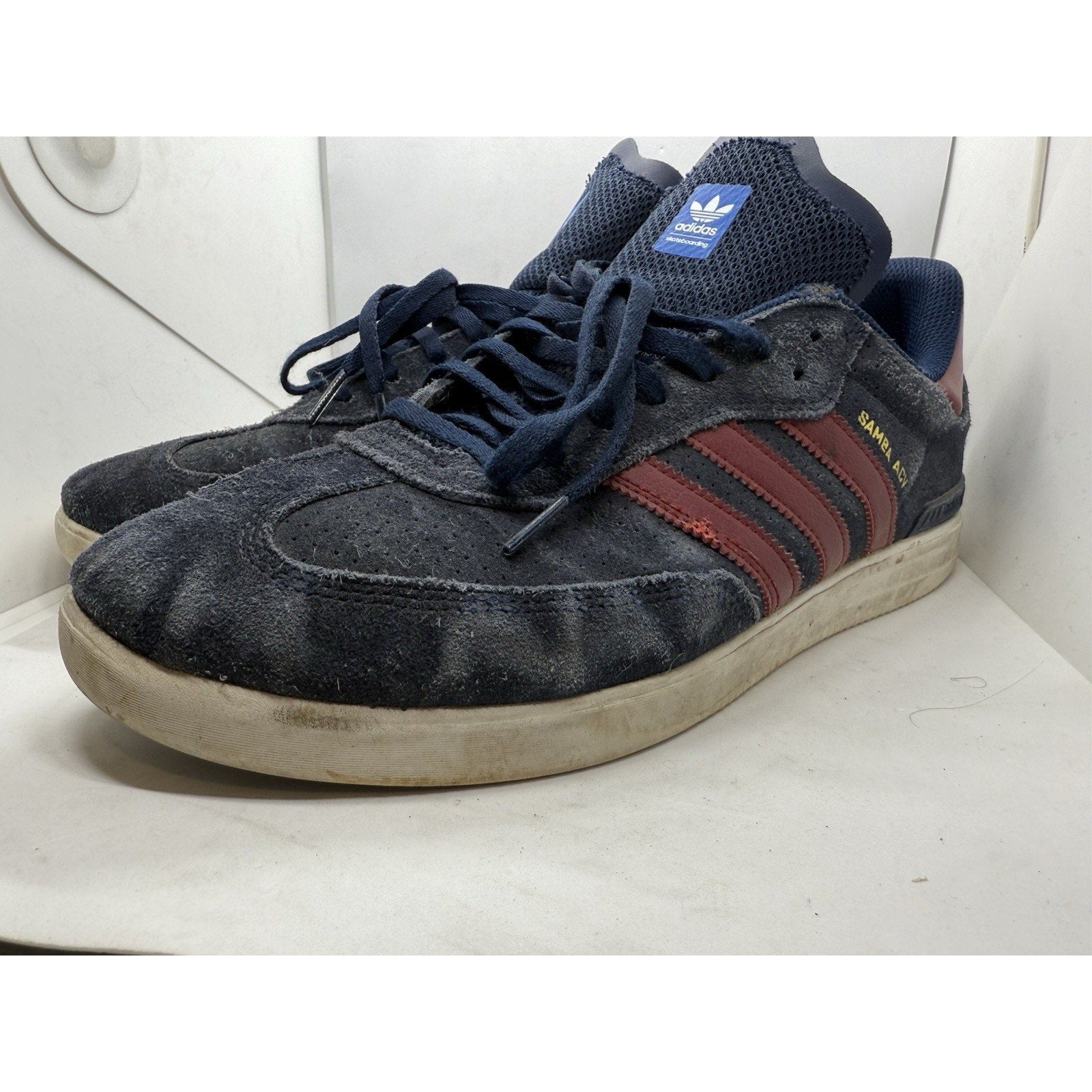 Adidas Samba ADV Navy Red Suede Skateboarding Shoes Mens 11.5 CQ1134 Skate Sneak - thriftgoblin