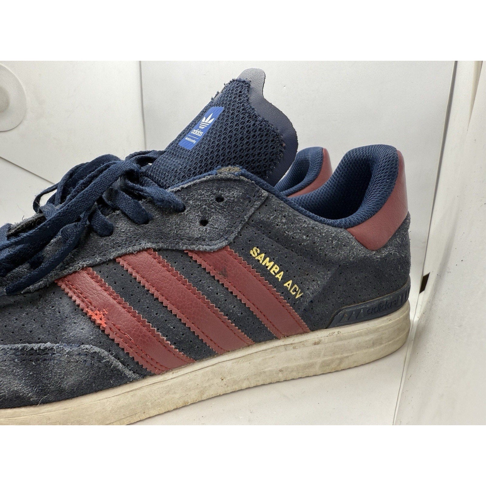 Adidas Samba ADV Navy Red Suede Skateboarding Shoes Mens 11.5 CQ1134 Skate Sneak - thriftgoblin