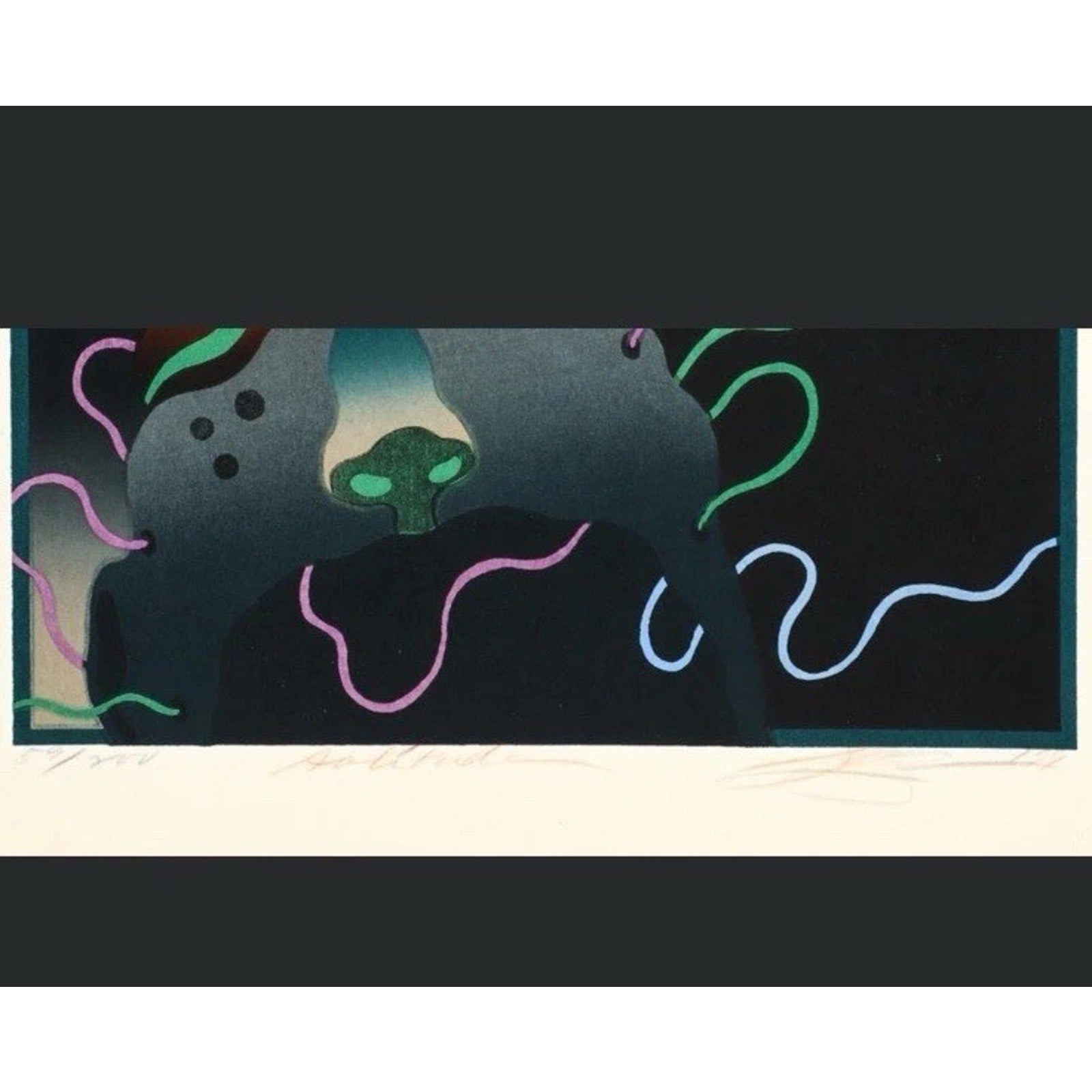 Akira Kurosaki Solitude W159 Color Woodblock Print 1970s Signed Numbered 59/200 - thriftgoblin