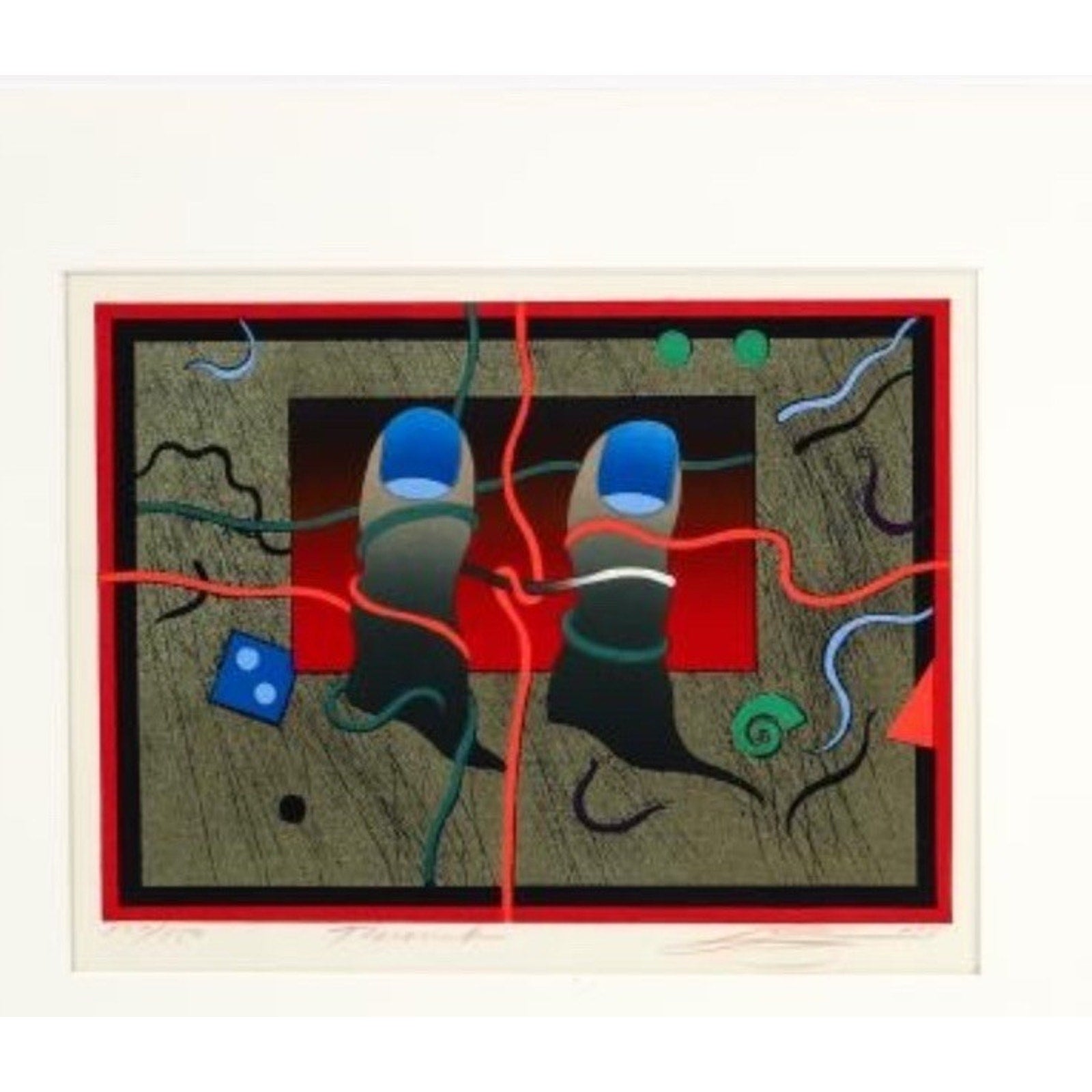 Akira Kurosaki Thumb 1980 Color Woodblock Print W177 Signed Numbered 137 of 150 - thriftgoblin