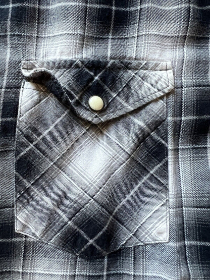 All Saints Shirt Men Medium Black Plaid Pearl Snap Flannel Cowboy Western Flanel - thriftgoblin