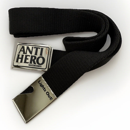 Anti Hero Skateboards Lights Out Black Web Belt Bottle Opener Buckle Skateboard - thriftgoblin