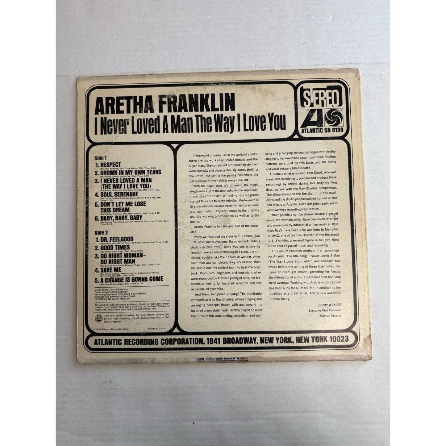 Aretha Franklin I Never Loved A Man The Way I Love You 1967 LP Atlantic SD 8139 - thriftgoblin