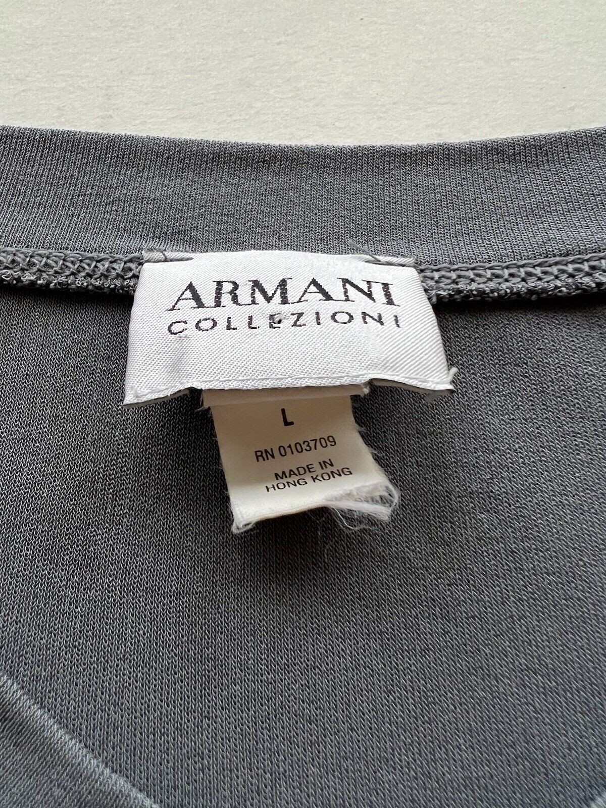 Armani Collezioni Crew Neck Textured T Shirt Men's Large Brown Black - thriftgoblin