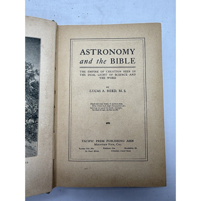 Astronomy and the Bible by Lucas A. Reid 1st Edition Hardcover 1919 - thriftgoblin