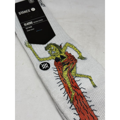 Stance x Neckface Classic Crew Socks Large 9-12 NWT White Horror Skate Art Graff
