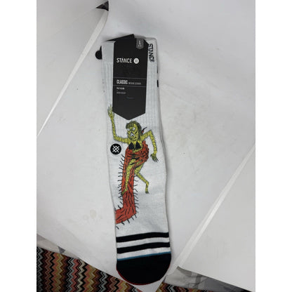 Stance x Neckface Classic Crew Socks Large 9-12 NWT White Horror Skate Art Graff