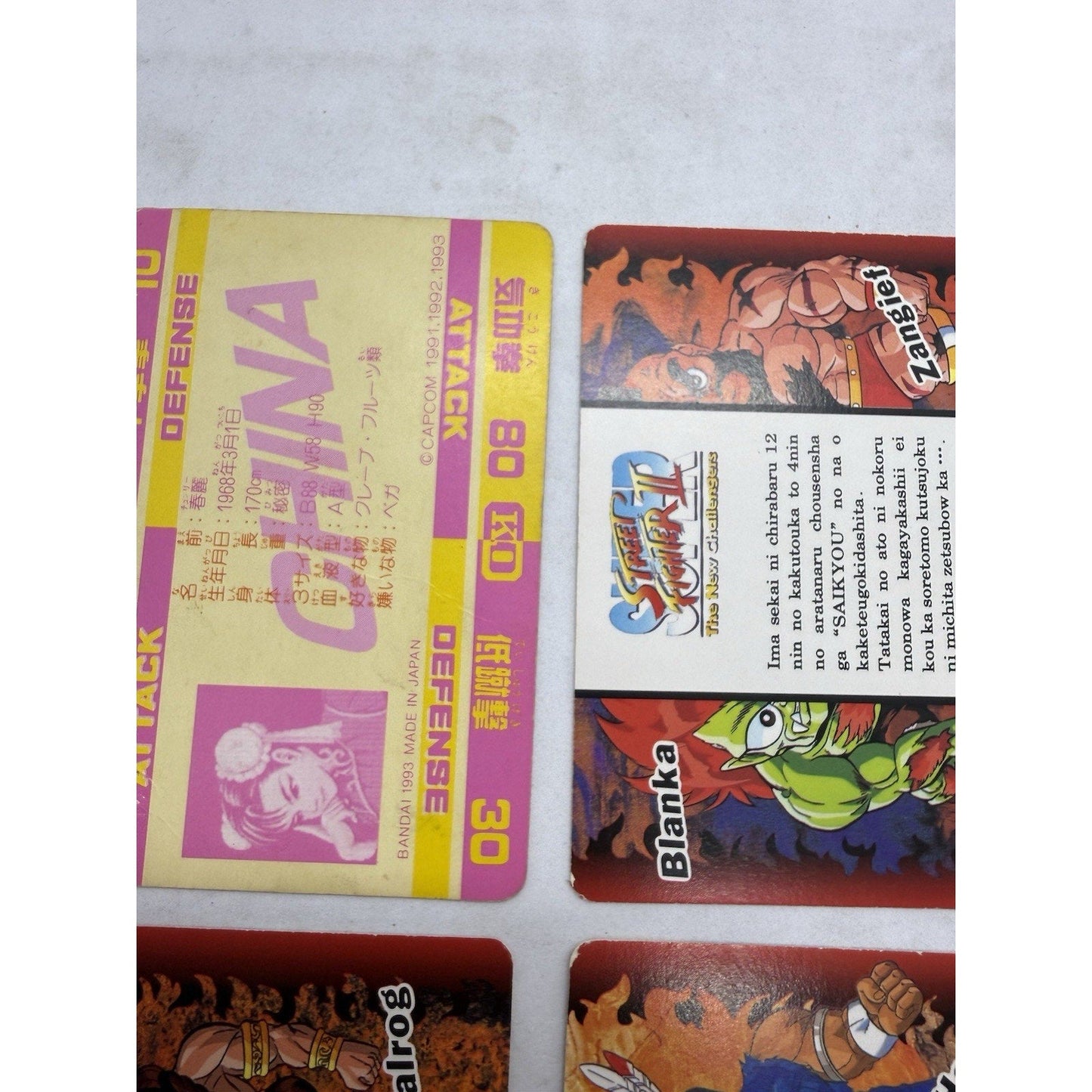 Bandai Street Fighter II Chun - Li 6 Card Lot Japan 1993 1994 Capcom Holo - thriftgoblin