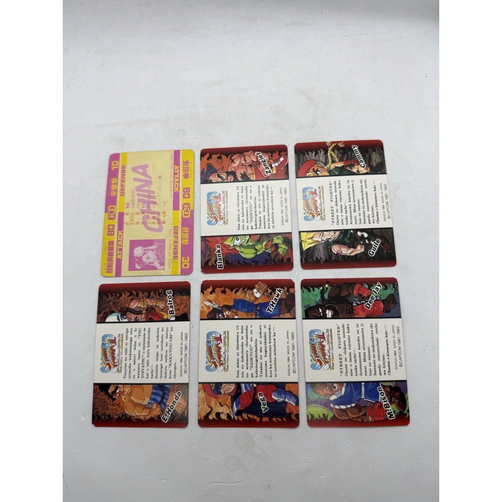 Bandai Street Fighter II Chun - Li 6 Card Lot Japan 1993 1994 Capcom Holo - thriftgoblin
