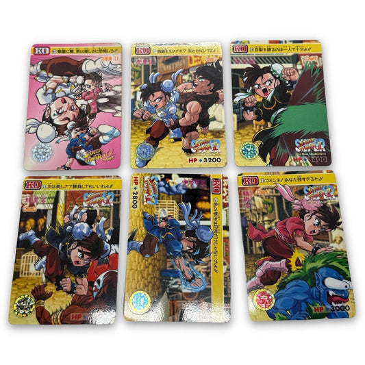 Bandai Street Fighter II Chun - Li 6 Card Lot Japan 1993 1994 Capcom Holo - thriftgoblin