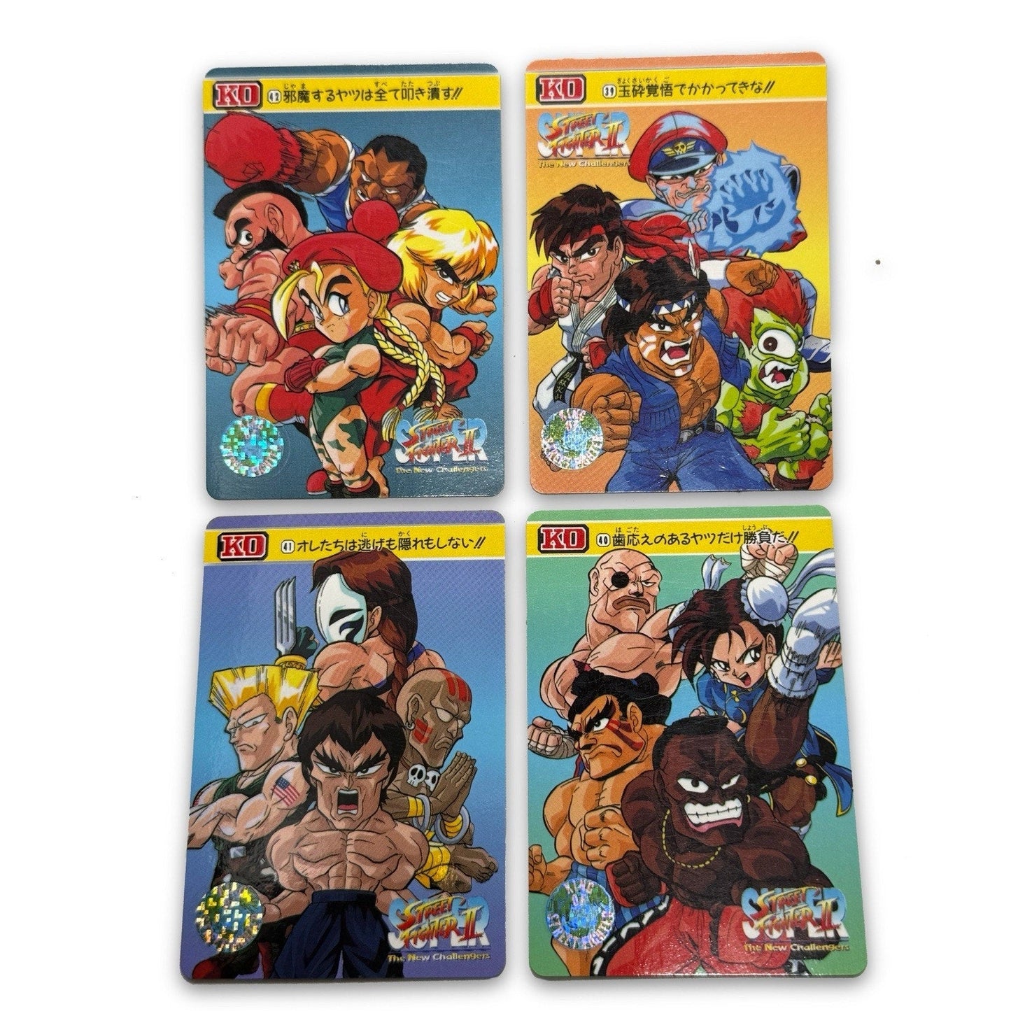 Bandai Street Fighter II New Challengers 4 Card Lot Group Art Japan 1994 - thriftgoblin