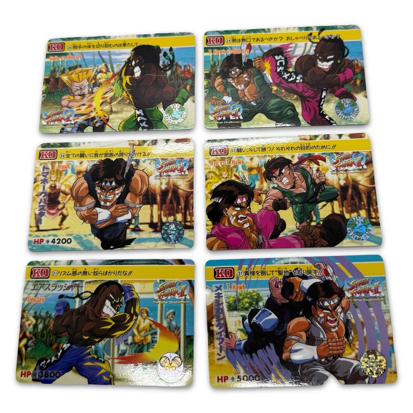 Bandai Street Fighter II New Challengers Card Lot 6 T Hawk Dee Jay Ryu Guile - thriftgoblin