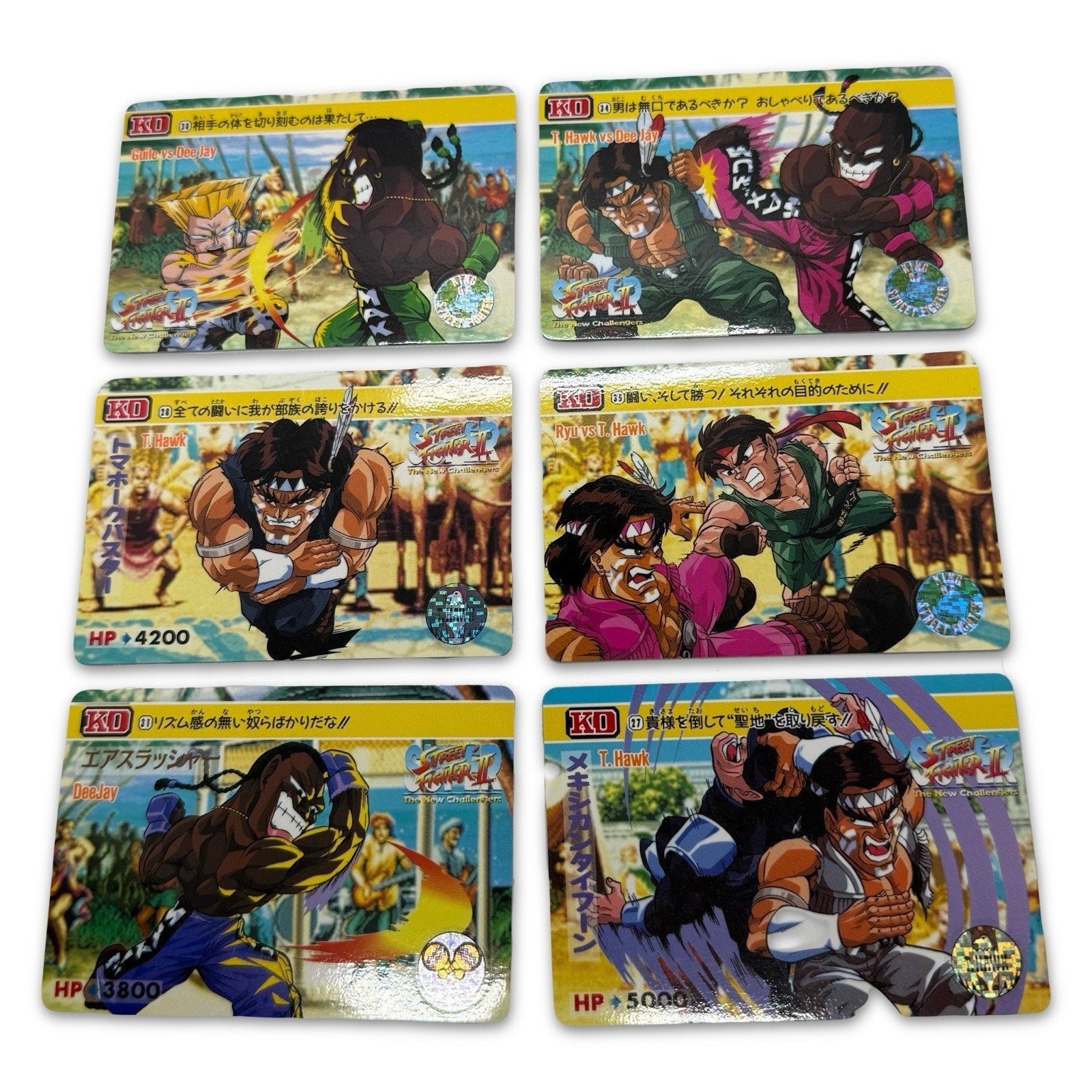 Bandai Street Fighter II New Challengers Card Lot 6 T Hawk Dee Jay Ryu Guile - thriftgoblin